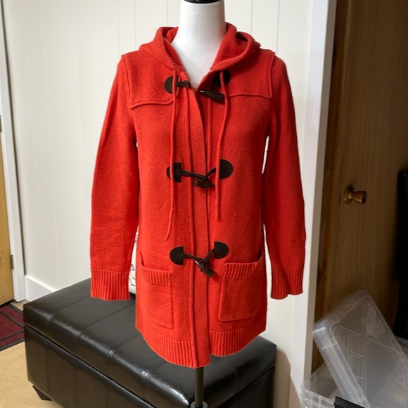 Ralph Lauren Orange Hooded Toggle Front lambswool blend Long Cardigan Size S - Picture 1 of 13